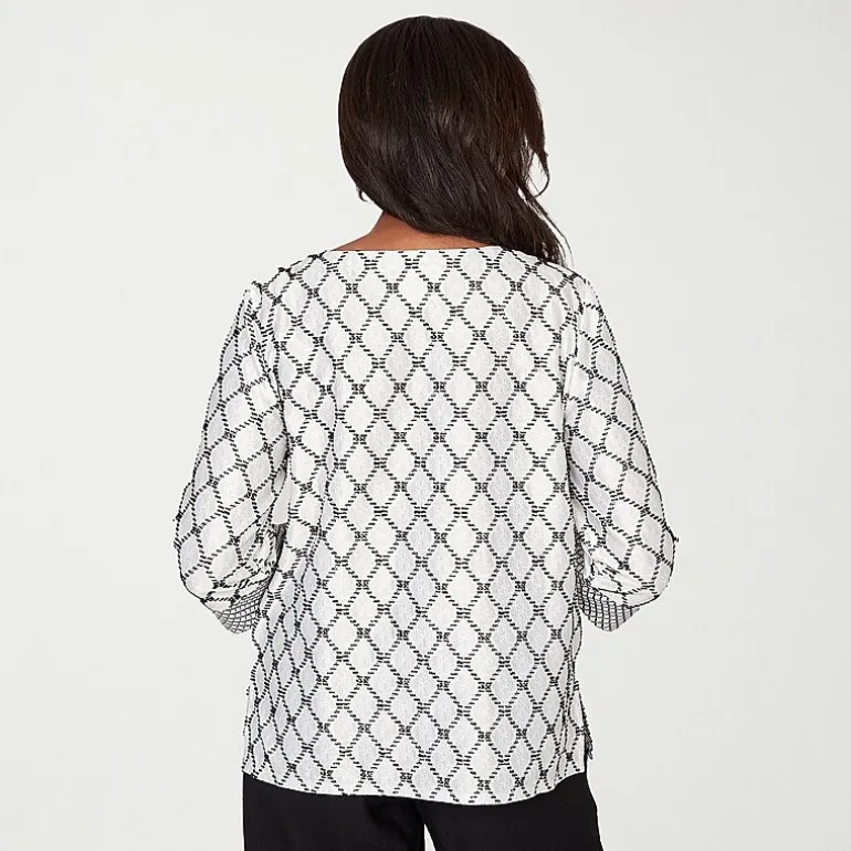 Alfred Dunner Crowd Pleaser Womens U Neck 3/4 Sleeve T-Shirt