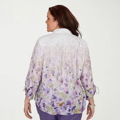 Alfred Dunner Grand Bazaar Womens Plus 3/4 Sleeve Blouse