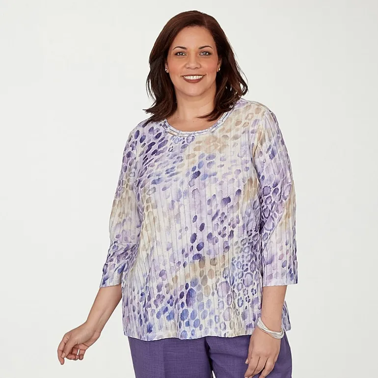 Alfred Dunner Grand Bazaar Womens Plus Crew Neck 3/4 Sleeve T-Shirt