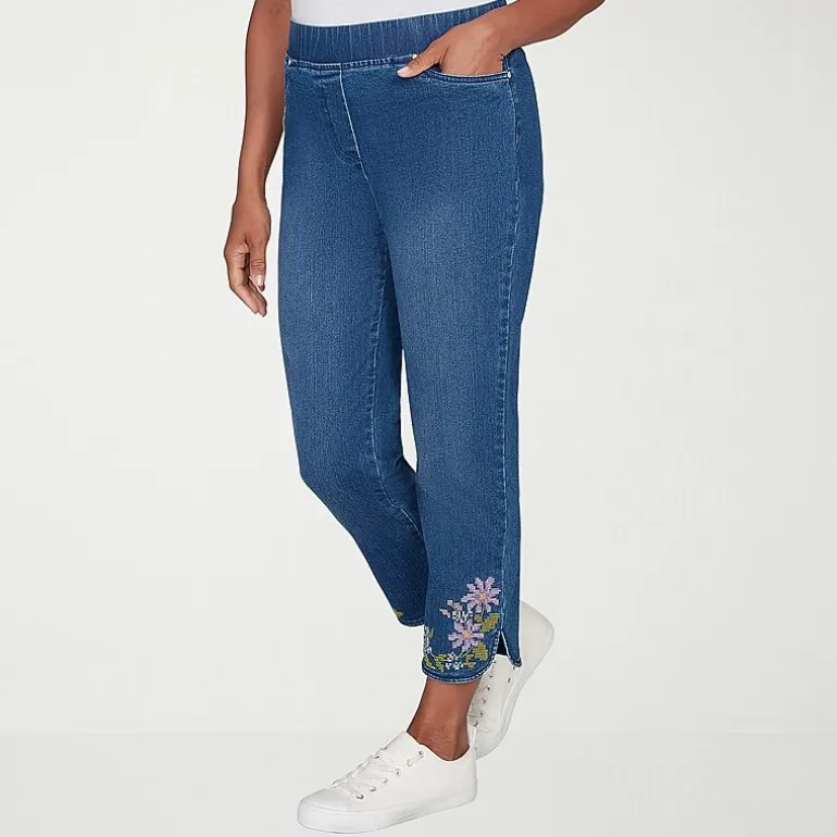 Alfred Dunner Hilton Head Womens Stretch Fabric Straight Leg Jean