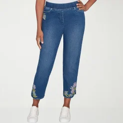 Alfred Dunner Hilton Head Womens Stretch Fabric Straight Leg Jean