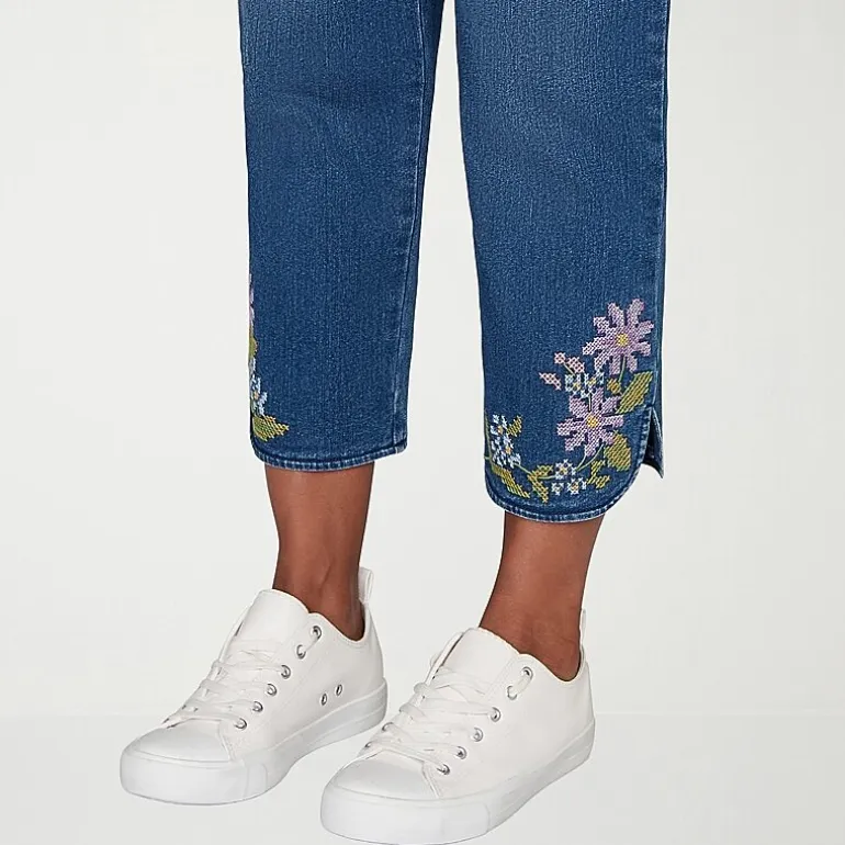 Alfred Dunner Hilton Head Womens Stretch Fabric Straight Leg Jean