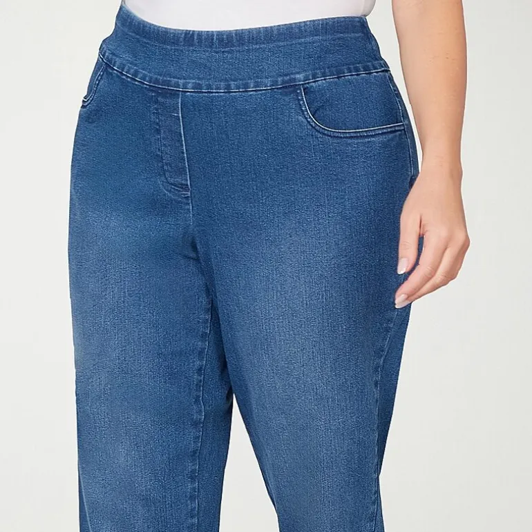 Alfred Dunner Hilton Head Womens Mid Rise Stretch Fabric Straight Leg Jean