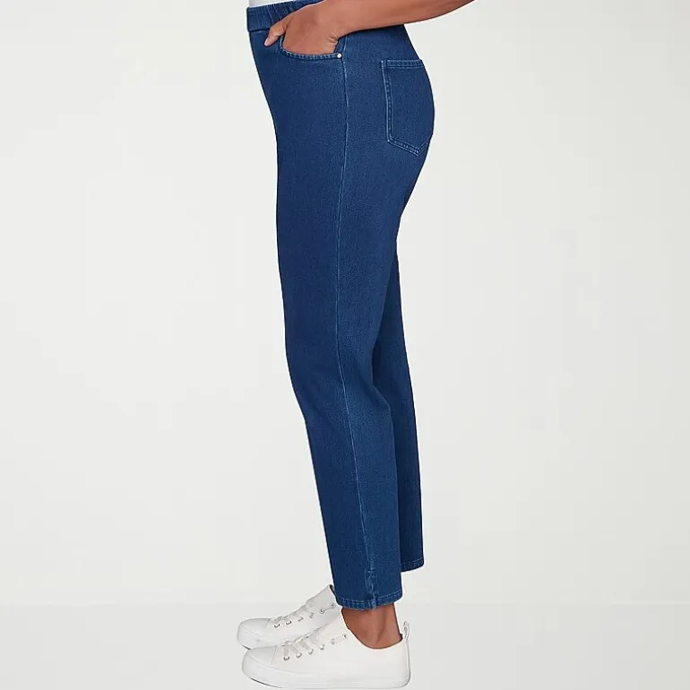 Alfred Dunner Indigo Girls Womens Mid Rise Straight Leg Jean