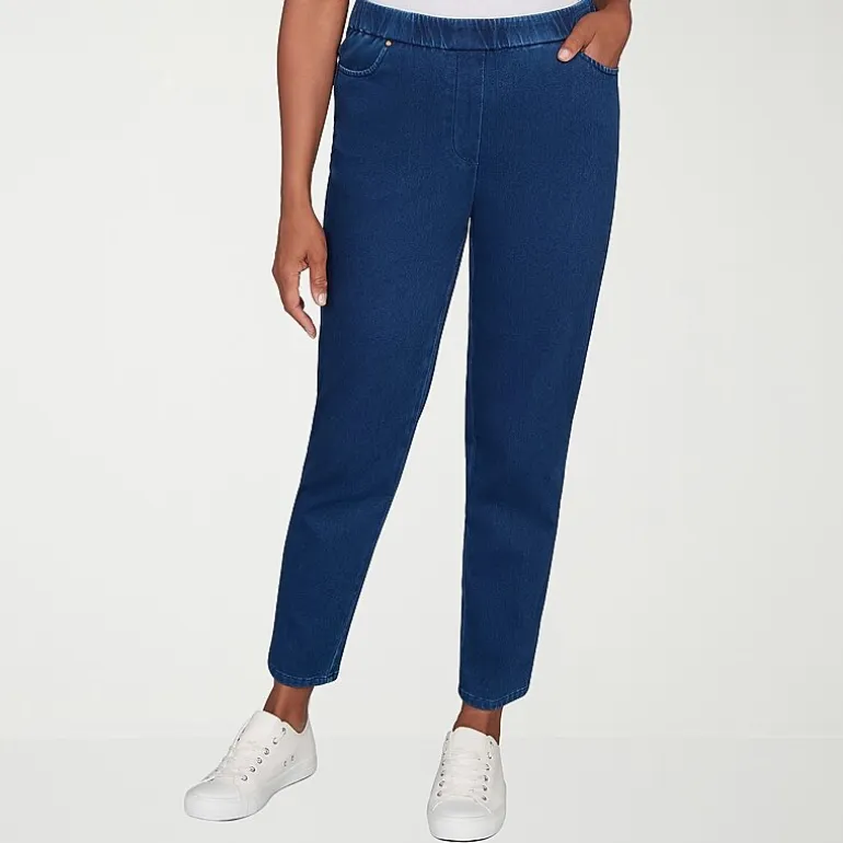 Alfred Dunner Indigo Girls Womens Mid Rise Straight Leg Jean