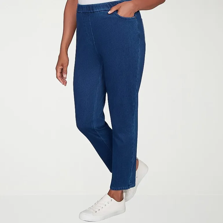 Alfred Dunner Indigo Girls Womens Mid Rise Straight Leg Jean