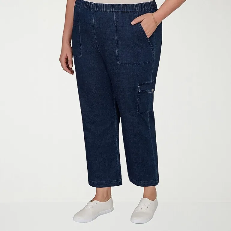 Alfred Dunner Inidigo Girls Womens Plus Straight Mid Rise Cropped Pant