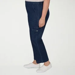Alfred Dunner Inidigo Girls Womens Plus Straight Mid Rise Cropped Pant