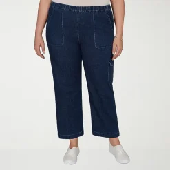 Alfred Dunner Inidigo Girls Womens Plus Straight Mid Rise Cropped Pant