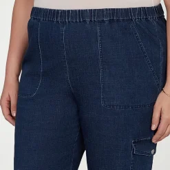 Alfred Dunner Inidigo Girls Womens Plus Straight Mid Rise Cropped Pant