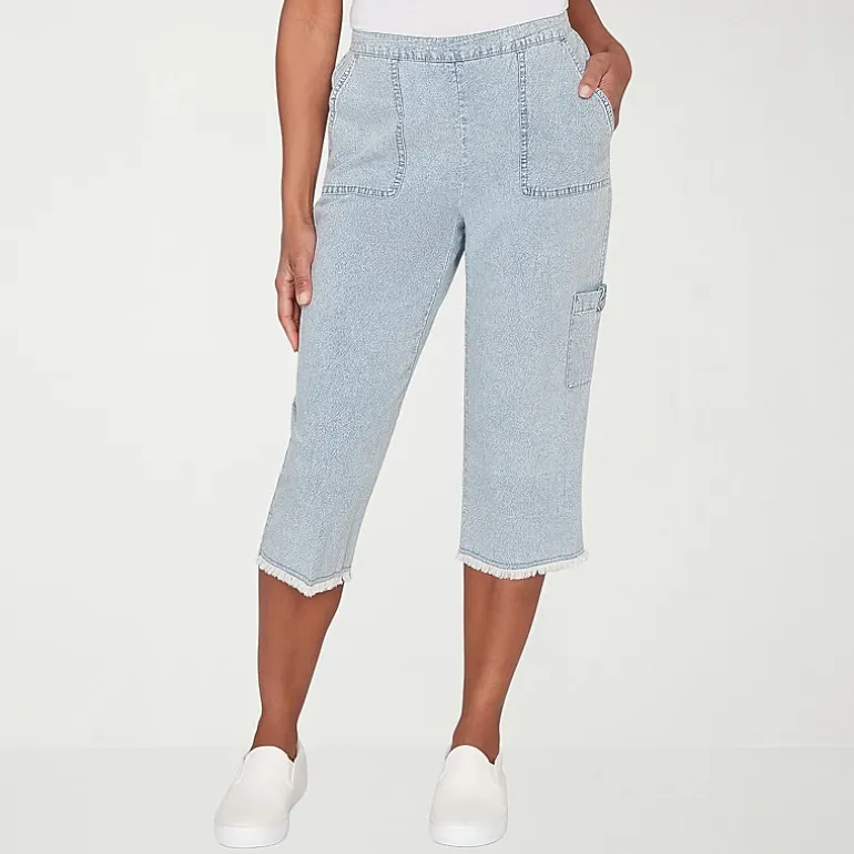 Alfred Dunner Out Of The Blue Womens Straight Capri Pant