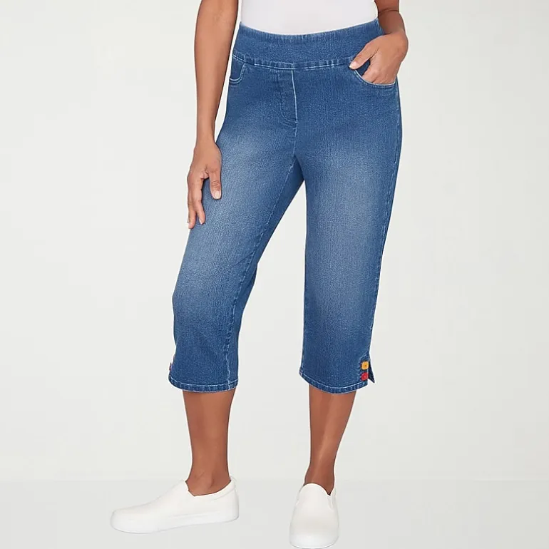 Alfred Dunner Port Side Womens Straight Capri Pant