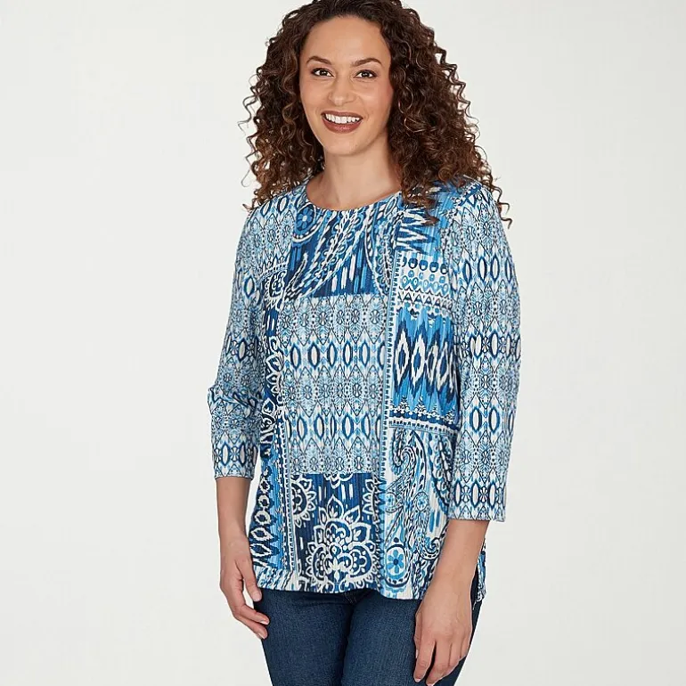 Alfred Dunner Womens Crew Neck 3/4 Sleeve T-Shirt
