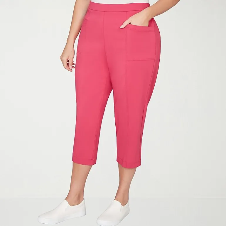 Alfred Dunner Womens Plus Straight Capri Pant