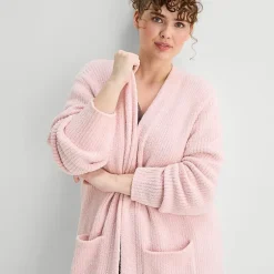 Ambrielle Womens Plus Long Sleeve Mid Length Robe