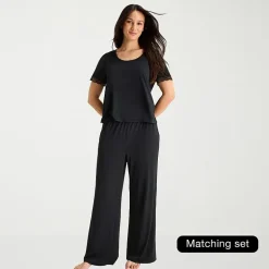 Ambrielle Womens Scoop Neck Short Sleeve Pajama Top