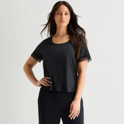 Ambrielle Womens Scoop Neck Short Sleeve Pajama Top