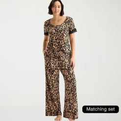 Ambrielle Womens Scoop Neck Short Sleeve Pajama Top