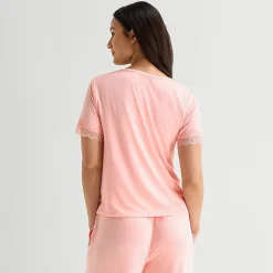 Ambrielle Womens Scoop Neck Short Sleeve Pajama Top