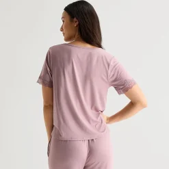 Ambrielle Womens Scoop Neck Short Sleeve Pajama Top