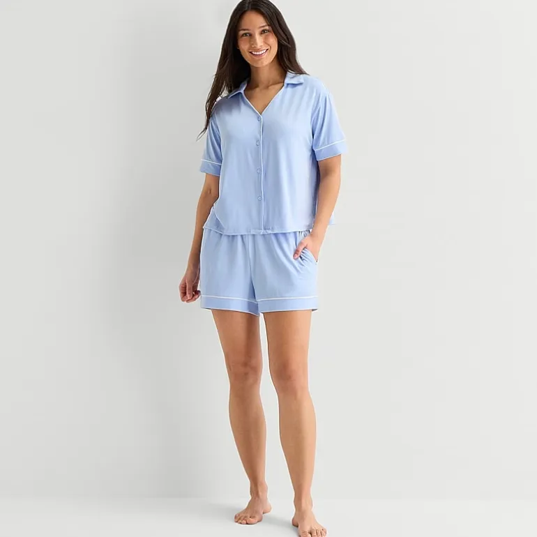 Ambrielle Womens Short Sleeve 2-pc. Pajama Set