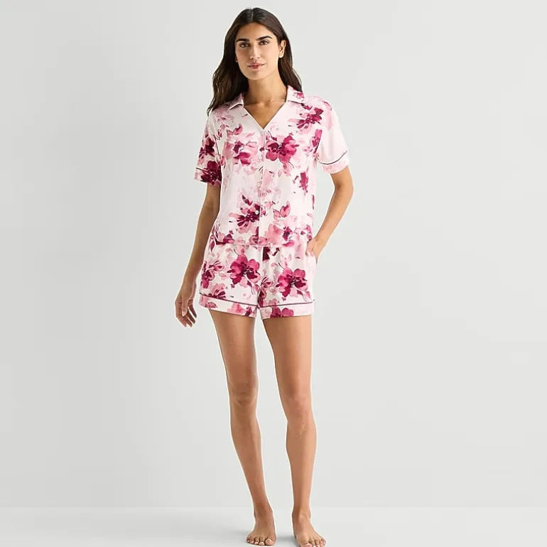 Ambrielle Womens Short Sleeve 2-pc. Pajama Set