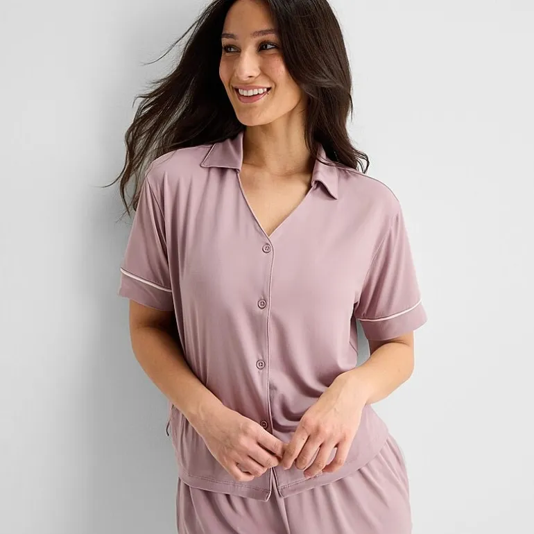 Ambrielle Womens Short Sleeve 2-pc. Pajama Set