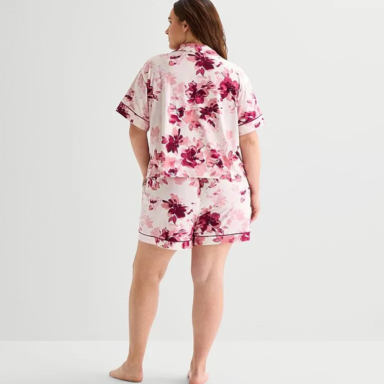 Ambrielle Womens Short Sleeve 2-pc. Plus Pajama Set