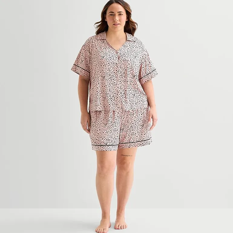 Ambrielle Womens Short Sleeve 2-pc. Plus Pajama Set