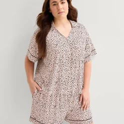 Ambrielle Womens Short Sleeve 2-pc. Plus Pajama Set