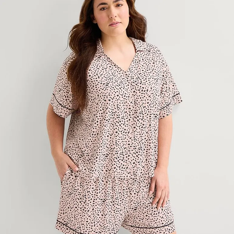 Ambrielle Womens Short Sleeve 2-pc. Plus Pajama Set