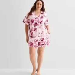 Ambrielle Womens Short Sleeve 2-pc. Plus Pajama Set