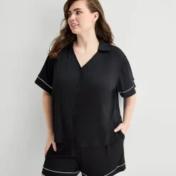 Ambrielle Womens Short Sleeve 2-pc. Plus Pajama Set