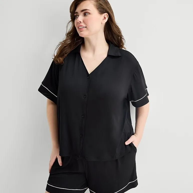 Ambrielle Womens Short Sleeve 2-pc. Plus Pajama Set