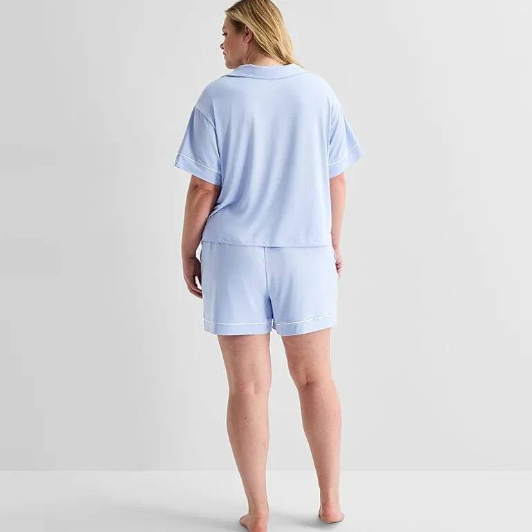 Ambrielle Womens Short Sleeve 2-pc. Plus Pajama Set