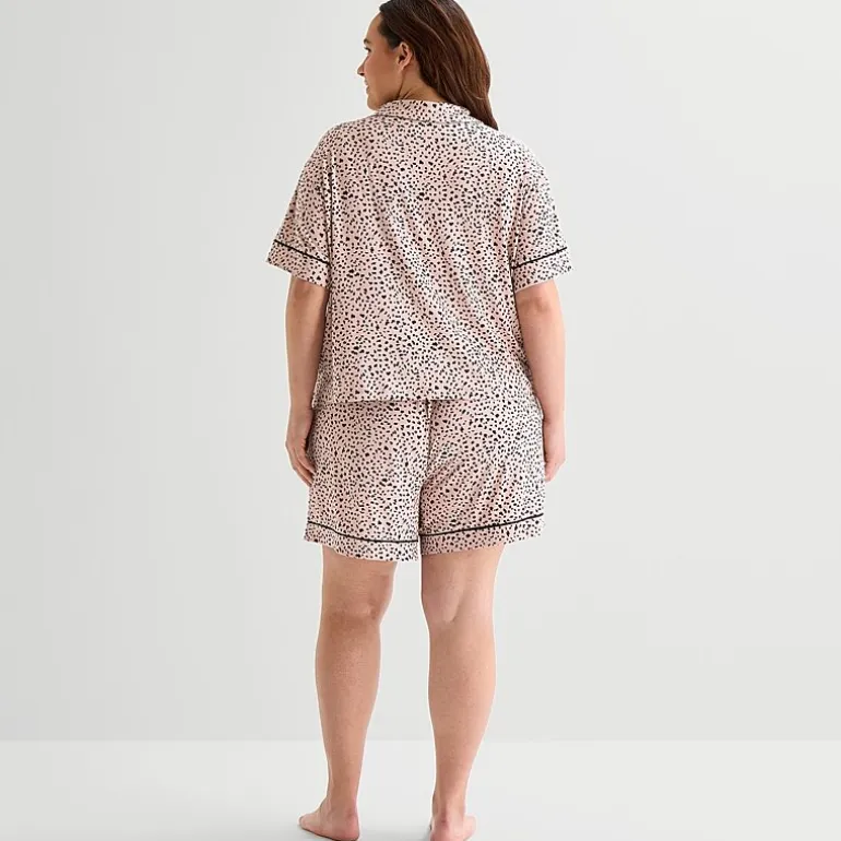 Ambrielle Womens Short Sleeve 2-pc. Plus Pajama Set