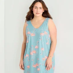 Ambrielle Womens Sleeveless V Neck Nightshirt