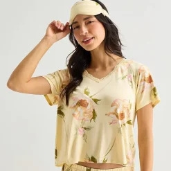 Ambrielle Womens V-Neck Short Sleeve 3-pc. Pajama Set