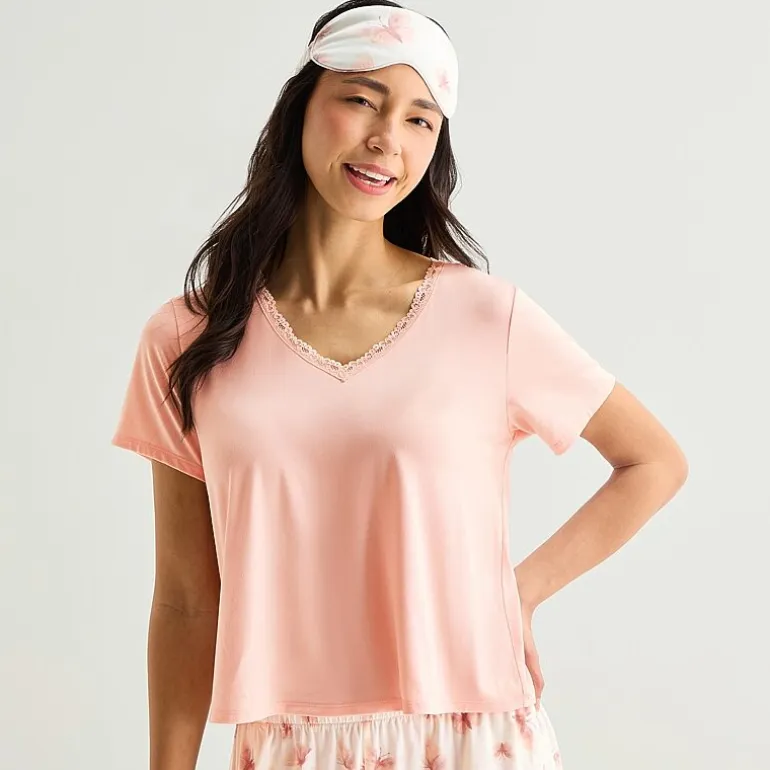 Ambrielle Womens V-Neck Short Sleeve 3-pc. Pajama Set