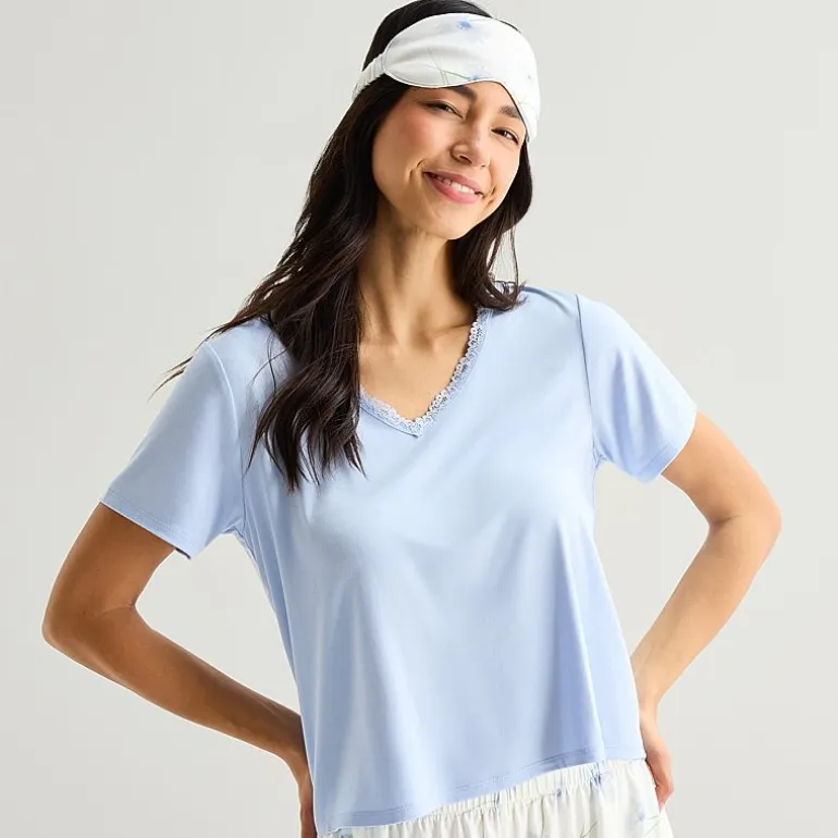 Ambrielle Womens V-Neck Short Sleeve 3-pc. Pajama Set
