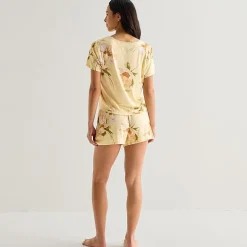 Ambrielle Womens V-Neck Short Sleeve 3-pc. Pajama Set
