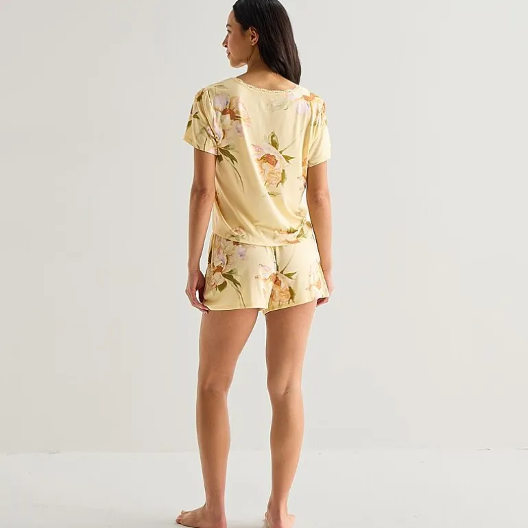 Ambrielle Womens V-Neck Short Sleeve 3-pc. Pajama Set