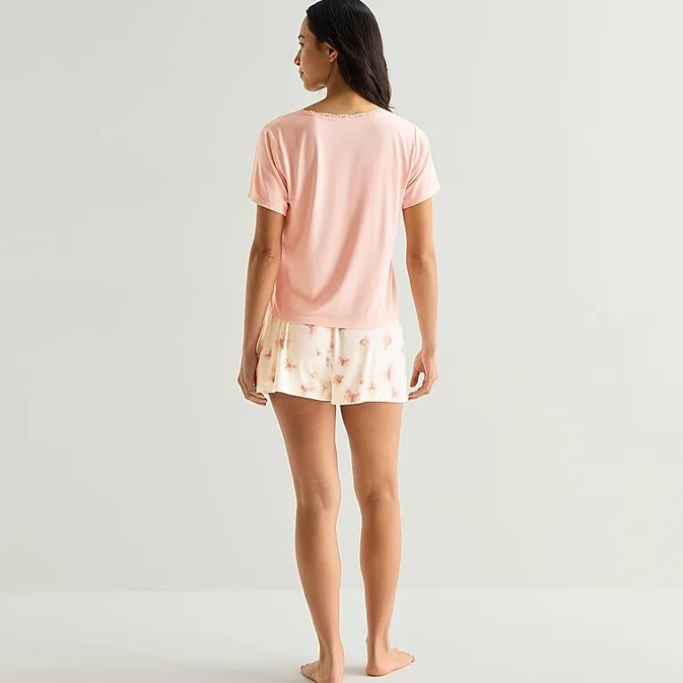 Ambrielle Womens V-Neck Short Sleeve 3-pc. Pajama Set