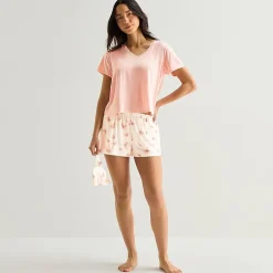 Ambrielle Womens V-Neck Short Sleeve 3-pc. Pajama Set