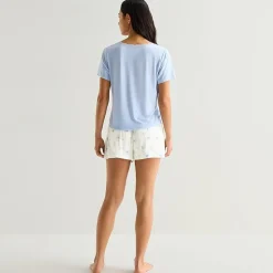 Ambrielle Womens V-Neck Short Sleeve 3-pc. Pajama Set