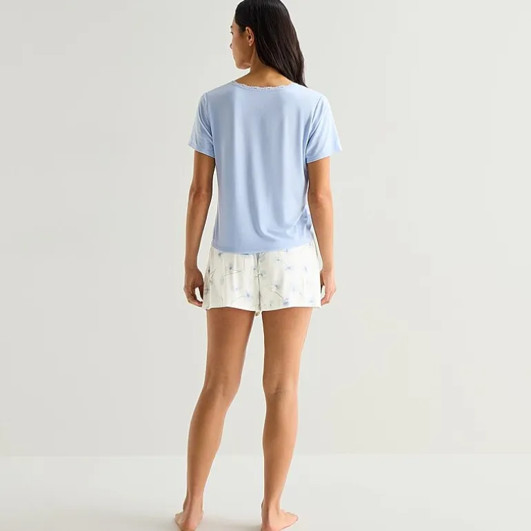 Ambrielle Womens V-Neck Short Sleeve 3-pc. Pajama Set