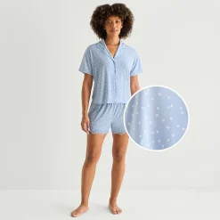 Ambrielle Womens V-Neck Short Sleeve 2-pc. Pajama Set