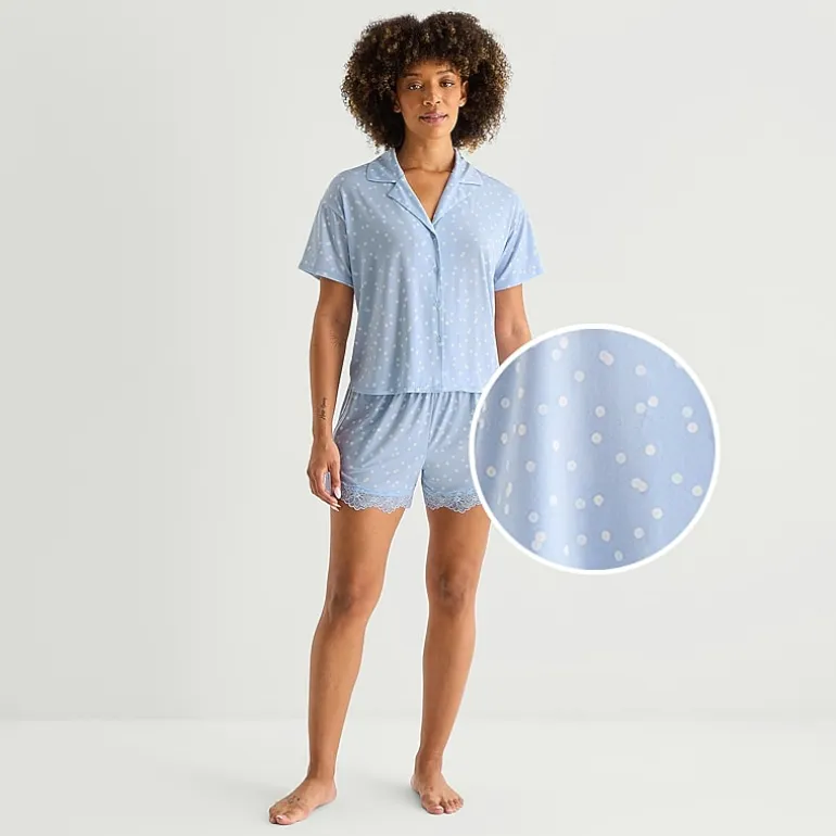 Ambrielle Womens V-Neck Short Sleeve 2-pc. Pajama Set