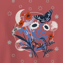 Americana Butterfly Baby Tee Womens Juniors Crew Neck Short Sleeve Fitted Graphic T-Shirt