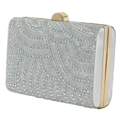 American Glamour Badgley Mischka Crystal Tab Beaded Clutch
